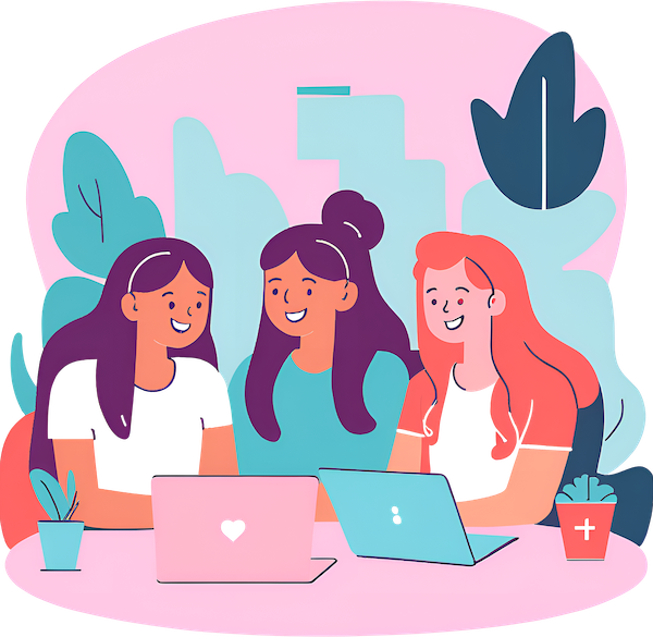 Drie meisjes die programmeren.